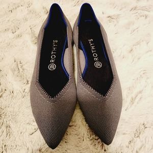 ROTHYS CLOUD GREY BIRDSEYE FLATS SIZE 10